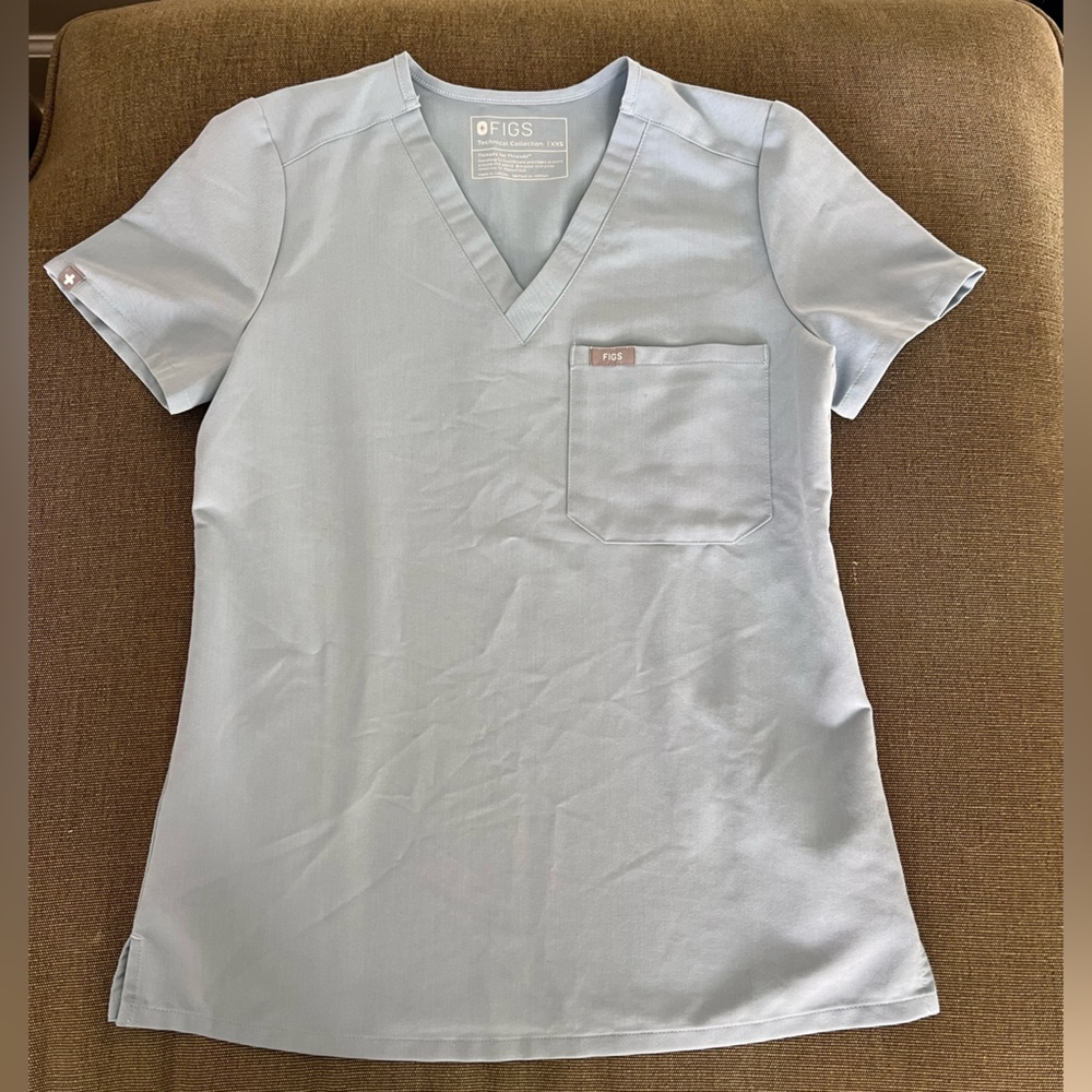 Figs Dusty Blue XXS Catarina Scrub Top